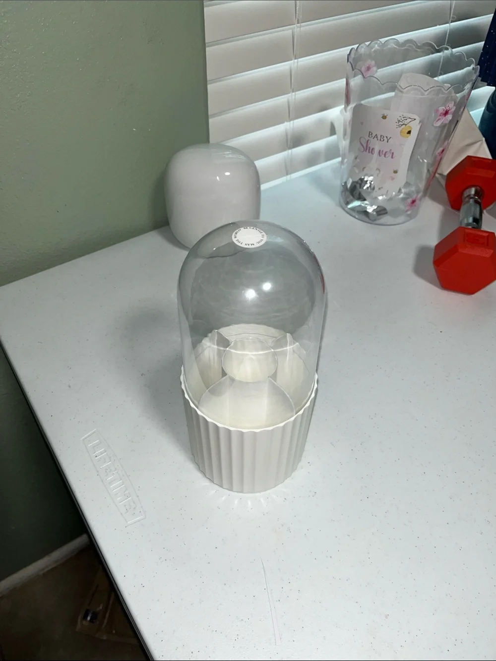 Covered makeup brush holder